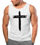 Neverless Tanktop Herren Trend-Motiv Cross Faith Weiß/Schwarz/Dunkelblau