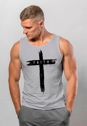 Neverless Tanktop Herren Trend-Motiv Cross Faith Hellgrau/Dunkelgrau/Schwarz/Grau