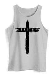 Neverless Tanktop Herren Trend-Motiv Cross Faith Hellgrau/Dunkelgrau/Schwarz/Grau