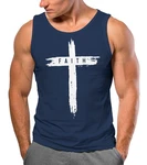 Neverless Tanktop Herren Trend-Motiv Cross Faith Dunkelblau/Blau/Schwarz