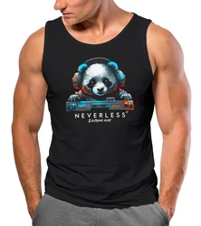 Neverless Tanktop Herren Panda Motiv Musik Techno Braun/Blau/Rosa/Lila