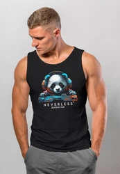 Neverless Tanktop Herren Panda Motiv Musik Techno Braun/Blau/Rosa/Lila