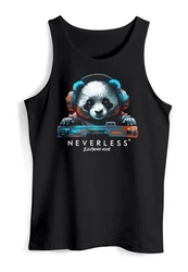 Neverless Tanktop Herren Panda Motiv Musik Techno Braun/Blau/Rosa/Lila