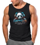 Neverless Tanktop Herren Panda Motiv Musik Techno Braun/Blau/Rosa/Lila