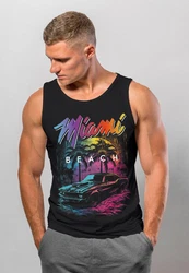 Neverless Tanktop Herren Miami Beach USA Oldtimer Car Print Schwarz/Lila/Rosa/Mischfarben/Rot