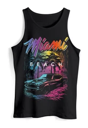 Neverless Tanktop Herren Miami Beach USA Oldtimer Car Print Schwarz/Lila/Rosa/Mischfarben/Rot
