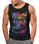 Neverless Tanktop Herren Miami Beach USA Oldtimer Car Print Schwarz/Lila/Rosa/Mischfarben/Rot