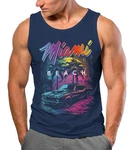 Neverless Tanktop Herren Miami Beach USA Oldtimer Car Print Dunkelblau/Blau/Lila