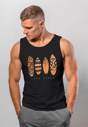 Neverless Herren Tanktop Surfing Fashion Aufdruck Long Beach Surfboard Rot/Schwarz/Orange/Lila/Braun/Dunkelblau