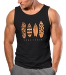 Neverless Herren Tanktop Surfing Fashion Aufdruck Long Beach Surfboard Rot/Schwarz/Orange/Lila/Braun/Dunkelblau