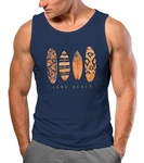 Neverless Herren Tanktop Surfing Fashion Aufdruck Long Beach Surfboard Dunkelblau/Blau/Rot