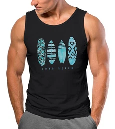 Tanktop Herren Tank-Top Surfing Fashion Aufdruck Long Beach Surfboard Sommer mit Print