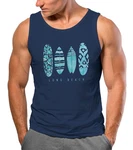 Neverless Herren Tanktop Surfing Fashion Aufdruck Long Beach Surfboard Blau/Dunkelblau/Türkis/Hellblau