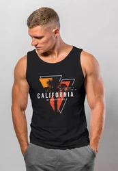 Neverless Herren Tank-Top California Los Angeles Surfing Motiv Rot/Schwarz/Orange