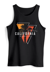 Neverless Herren Tank-Top California Los Angeles Surfing Motiv Rot/Schwarz/Orange