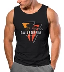 Neverless Herren Tank-Top California Los Angeles Surfing Motiv Rot/Schwarz/Orange