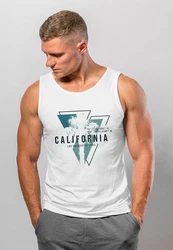 Neverless Herren Tank-Top California Los Angeles Surfing Motiv Weiß/Dunkelgrün