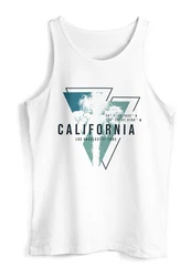 Neverless Herren Tank-Top California Los Angeles Surfing Motiv Weiß/Dunkelgrün