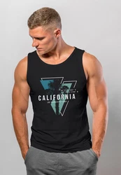 Neverless Herren Tank-Top California Los Angeles Surfing Motiv Schwarz/Dunkelgrün