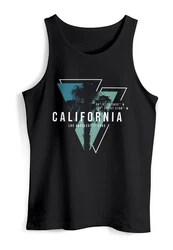 Neverless Herren Tank-Top California Los Angeles Surfing Motiv Schwarz/Dunkelgrün