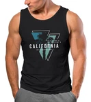Neverless Herren Tank-Top California Los Angeles Surfing Motiv Schwarz/Dunkelgrün