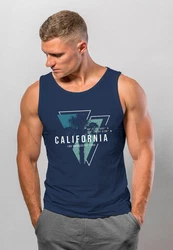 Neverless Herren Tank-Top California Los Angeles Surfing Motiv Dunkelblau/Blau/Hellblau