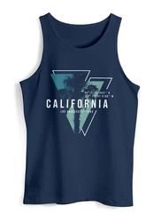 Neverless Herren Tank-Top California Los Angeles Surfing Motiv Dunkelblau/Blau/Hellblau