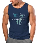 Neverless Herren Tank-Top California Los Angeles Surfing Motiv Dunkelblau/Blau/Hellblau