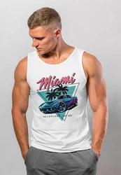 Neverless Tanktop Herren Tank-Top Bedruckt Miami Beach Surfing Motiv Blau/Rosa/Weiß