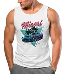 Neverless Tanktop Herren Tank-Top Bedruckt Miami Beach Surfing Motiv Blau/Rosa/Weiß