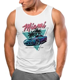 Tanktop Herren Tank-Top Bedruckt Miami Beach Surfing Motiv USA Retro mit Print