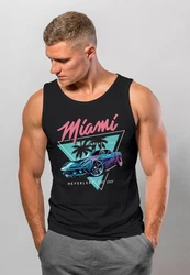 Neverless Tanktop Herren Tank-Top Bedruckt Miami Beach Surfing Motiv Blau/Schwarz/Rosa/Grau