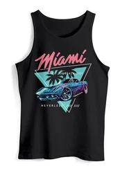 Neverless Tanktop Herren Tank-Top Bedruckt Miami Beach Surfing Motiv Blau/Schwarz/Rosa/Grau