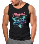 Neverless Tanktop Herren Tank-Top Bedruckt Miami Beach Surfing Motiv Blau/Schwarz/Rosa/Grau