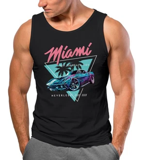 Neverless Tanktop Herren Tank-Top Bedruckt Miami Beach Surfing Motiv Blau/Schwarz/Rosa/Grau