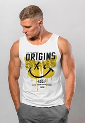 Neverless Tanktop Herren Aufdruck Butterfly Smile Make your own Gelb/Dunkelblau/Orange