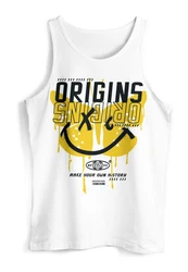 Neverless Tanktop Herren Aufdruck Butterfly Smile Make your own Gelb/Dunkelblau/Orange