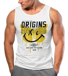 Neverless Tanktop Herren Aufdruck Butterfly Smile Make your own Gelb/Dunkelblau/Orange