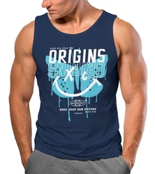 Neverless Tanktop Herren Aufdruck Butterfly Smile Make your own Dunkelblau/Blau