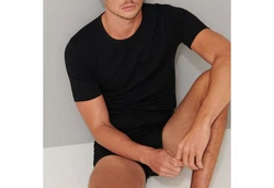 Schiesser T-Shirt 95/5 Organic Cotton Schwarz/Grau/Dunkelgrau