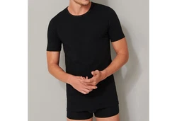 Schiesser T-Shirt 95/5 Organic Cotton Schwarz/Grau/Dunkelgrau