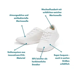 merinos Herren Lace-Up Sportschuhe Sneaker Weiß/Creme