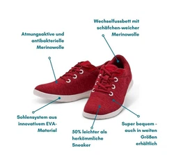 merinos Herren Lace-Up Sportschuhe Sneaker Rot/Dunkelrot/Bordeaux