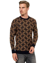 Rusty Neal Strickpullover Orange/Schwarz/Braun/Rot