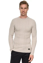Rusty Neal Strickpullover Beige/Khaki/Dunkelblau