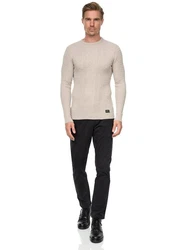 Rusty Neal Strickpullover Beige/Khaki/Dunkelblau