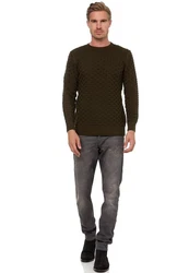 Rusty Neal Strickpullover Dunkelgrün/Khaki