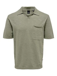 Poloshirt Einfarbiges Polo Hemd aus Baumwolle Kurzarm Shirt ONSACE 5025 in Grn