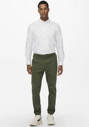 ONLY & SONS Langarmhemd NEIL LIFE ORGANIC OXFORD Weiß/Grau/Creme