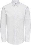 ONLY & SONS Langarmhemd NEIL LIFE ORGANIC OXFORD Weiß/Grau/Creme
